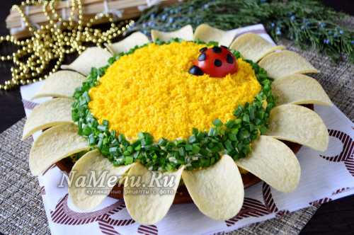 Пошаговый рецепт салата Подсолнух,  секреты