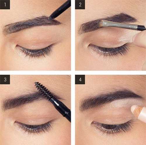 Щеточкой растушуйте тени и расчешите волоски