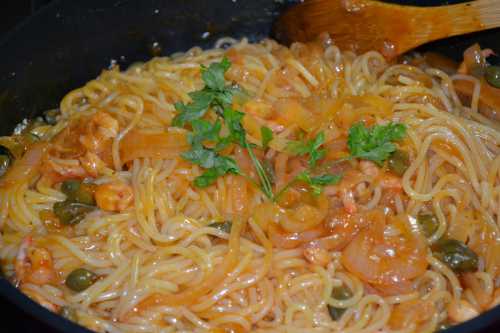 Спагетти с креветками