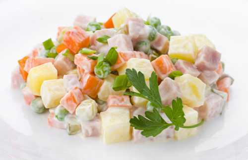 Салат Оливье с колбасой