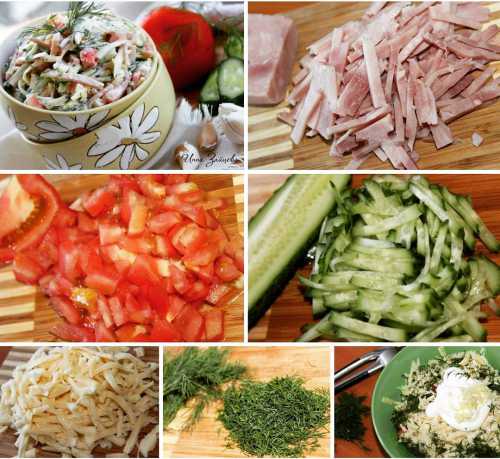Рецепты салата с ветчиной и огурцами, секреты