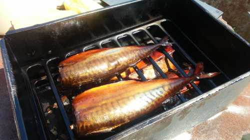 После этого для нагревания коптильни поджигаем дрова, регулируя пламя таким образом, чтобы огонь был средним