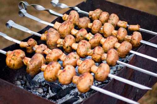 Шампиньоны на мангале