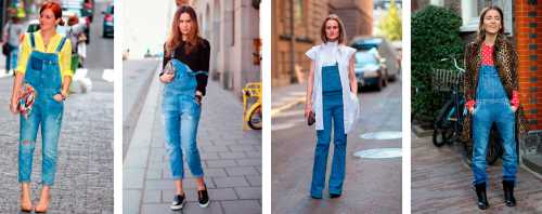 С чем носить джинсовый комбинезон для девушек