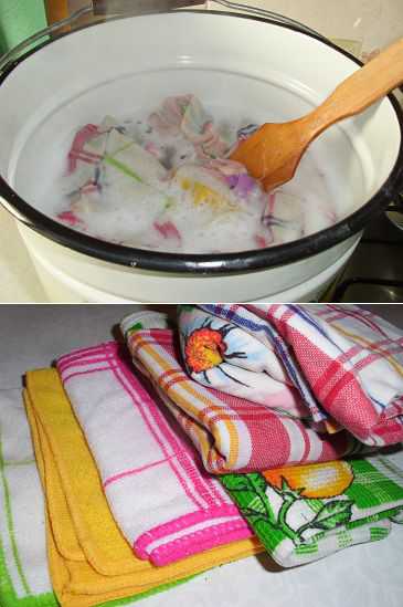 Как отстирать кухонные полотенца и салфетки