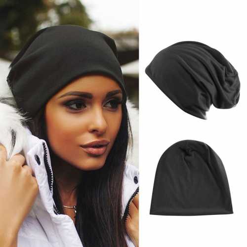 Модная женская черная шапка