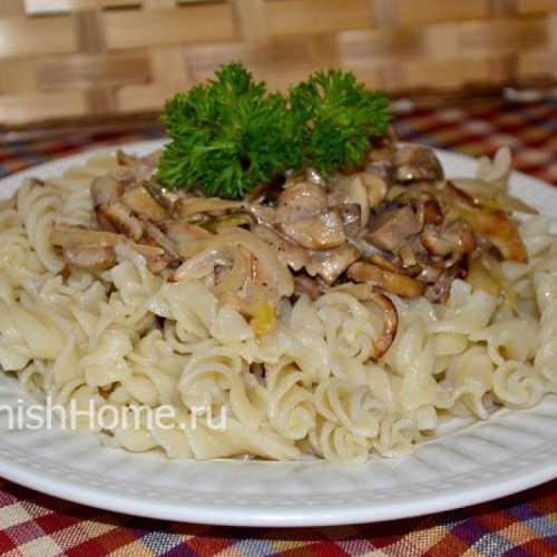 Рецепты макарон с грибами в сливочном соусе: